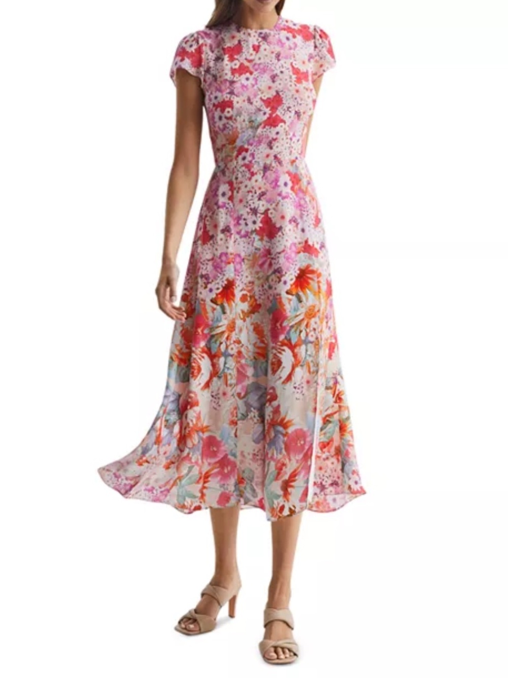REISS Ivy Floral Ombré Midi Dress